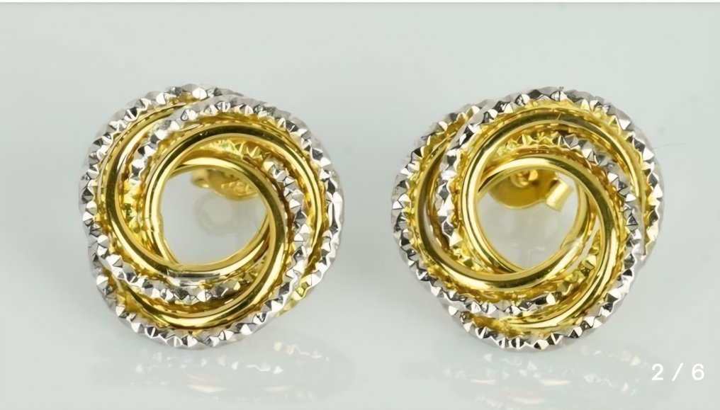 耳環 - 18 克拉 黃金 - 黄金和白金 #1.0