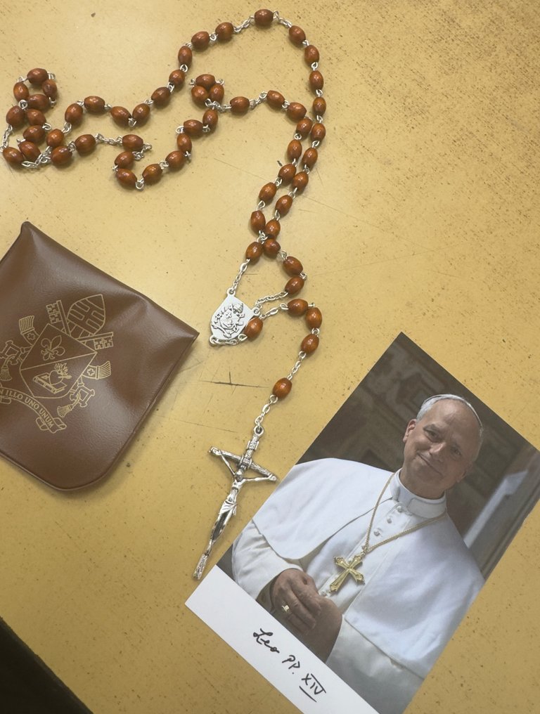 利奥十六世教皇的玫瑰——在圣年朝圣期间由他亲自发放——稀有。 - 鍍銀 - 2025 - 配有大珍珠的玫瑰念珠 #3.2