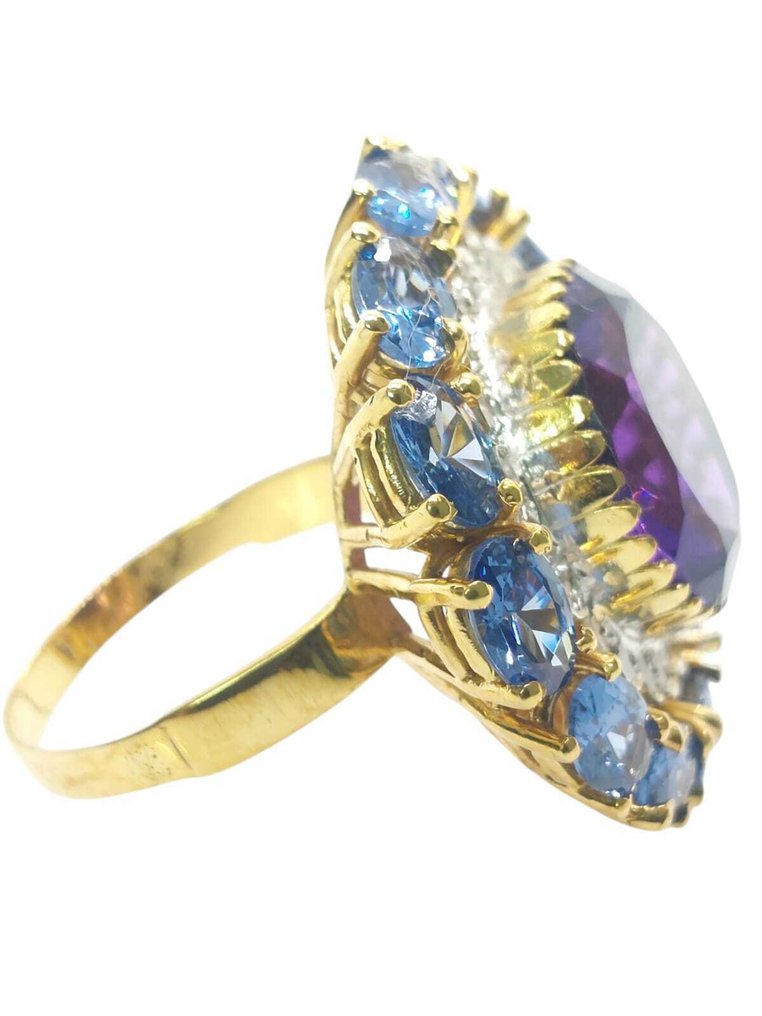 Senza prezzo di riserva - Anello - 9 kt Argento, Oro giallo Ametista - Pietre preziose miste #4.3