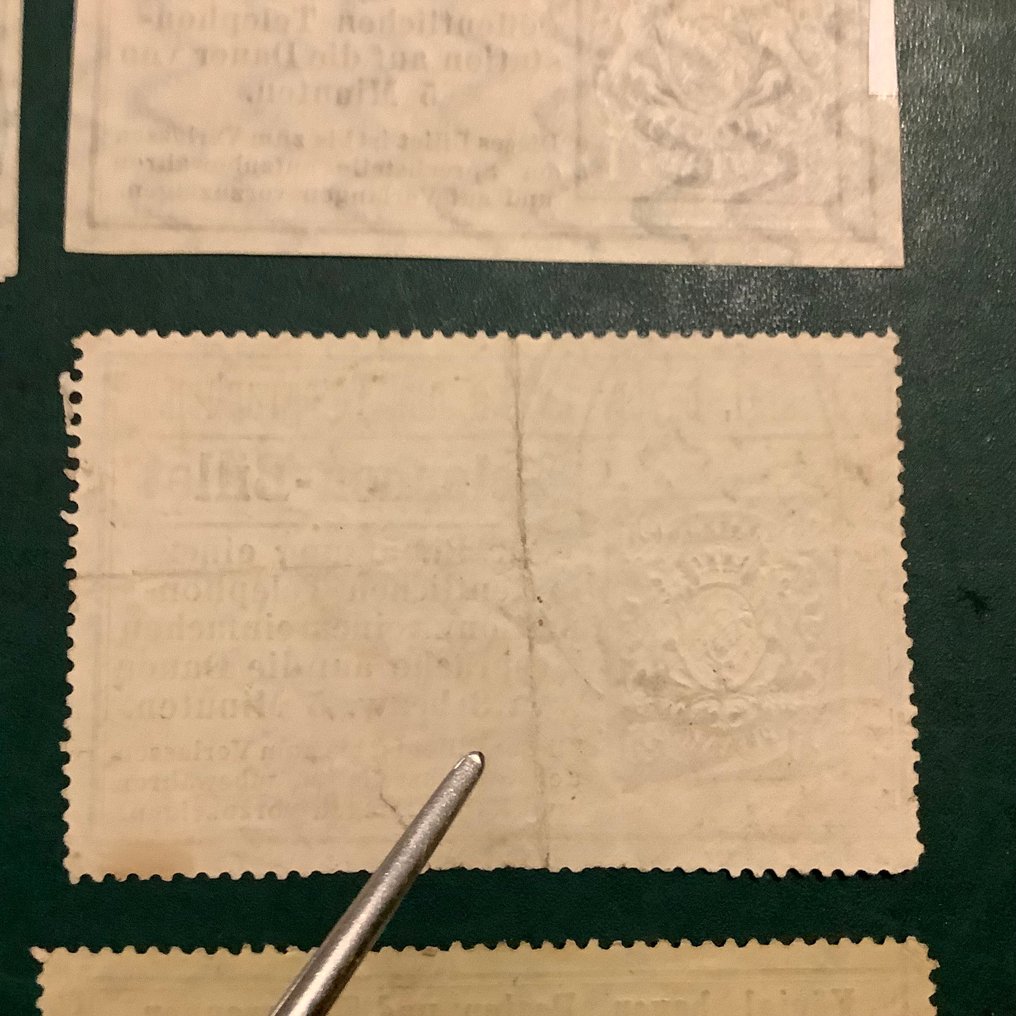 巴伐利亞  - Lotje 电话邮票，其中两个未撕开的邮票。 - Michel #4.3