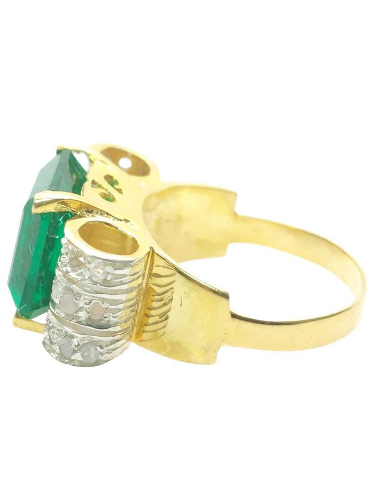 Ingen reservasjonspris - Ring - 9 karat Sølv, Gull Smaragd - Diamant #2.1