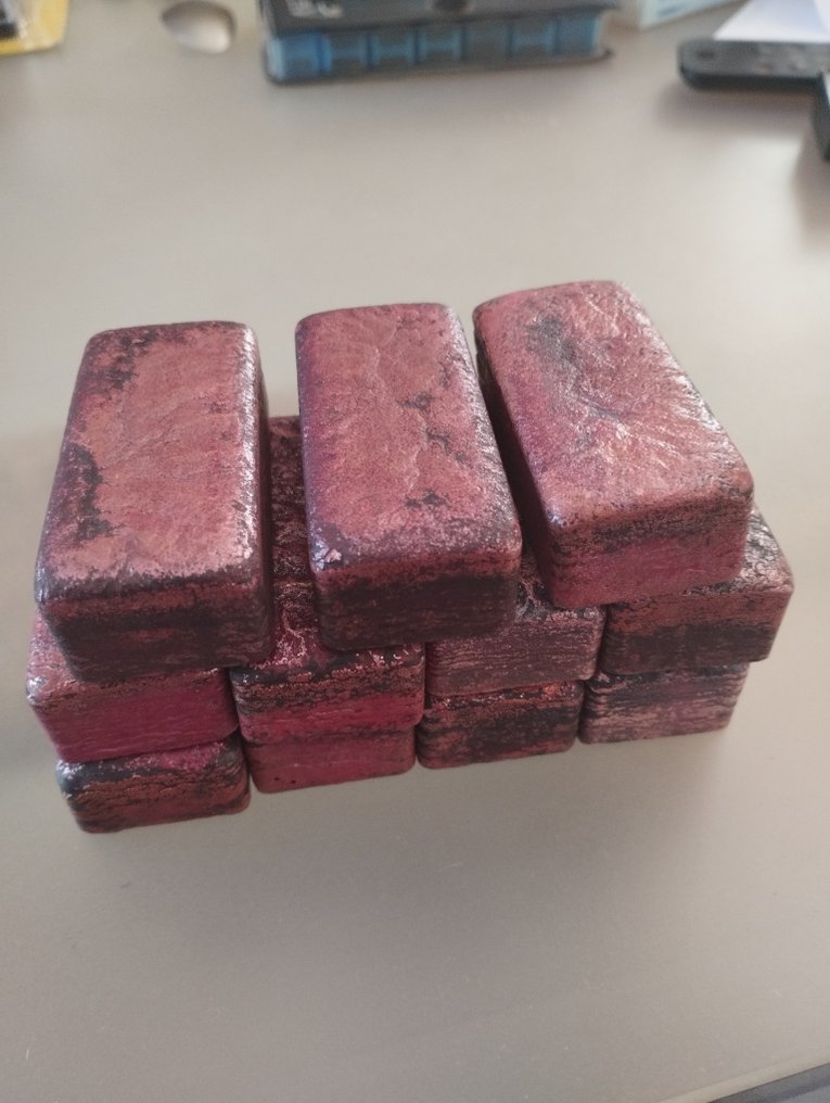 11 lingots en cuivre . Poids total 3.485 kg .999  (Sem preço de reserva) #2.1