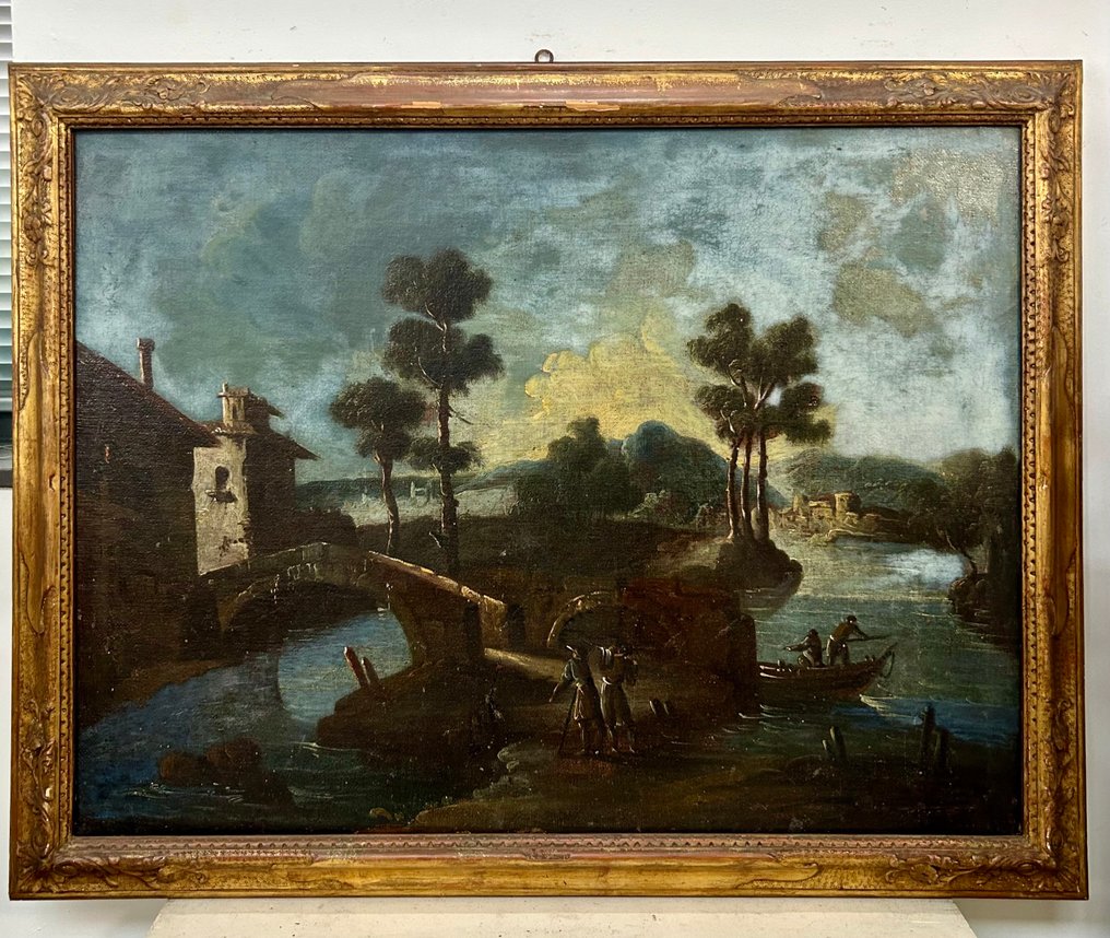 Claude Lorrain (1600-1682), seguace di - Paesaggio lacustre con figure #3.2
