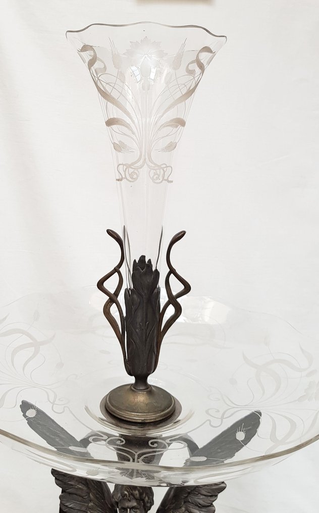 WMF - Centro de mesa  - Lata e vidro lapidado à mão. - Orpheus #3.2