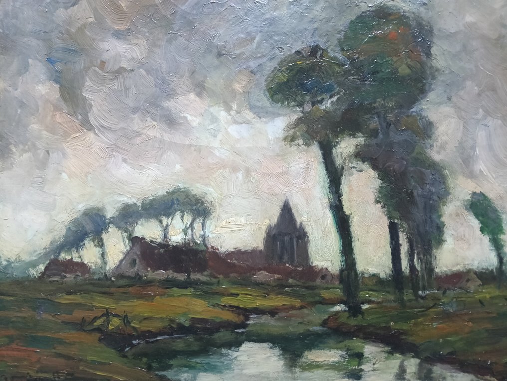 Ολλανδική σχολή (XX) - Dorpsgezicht in grijstinten #4.3