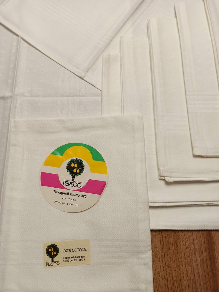 A466 - Dodici preziosi tovaglioli in fiandra di puro cotone 100% - Napkin (12)  - 55 cm - 55 cm #1.0