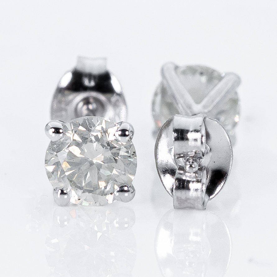 χωρίς τιμή ασφαλείας - Σκουλαρίκια - 14 καράτια Λευκός χρυσός -  1.01ct. tw. Διαμάντι (Φυσικό) - GWLab #3.2