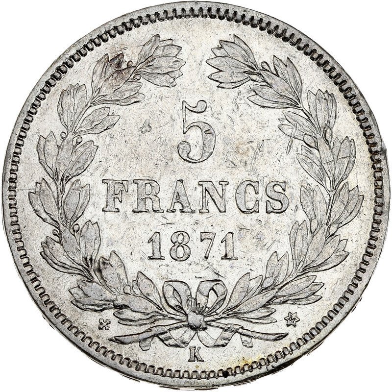 Γαλλία. 5 Francs 1871-K Cérès  (χωρίς τιμή ασφαλείας) #1.0