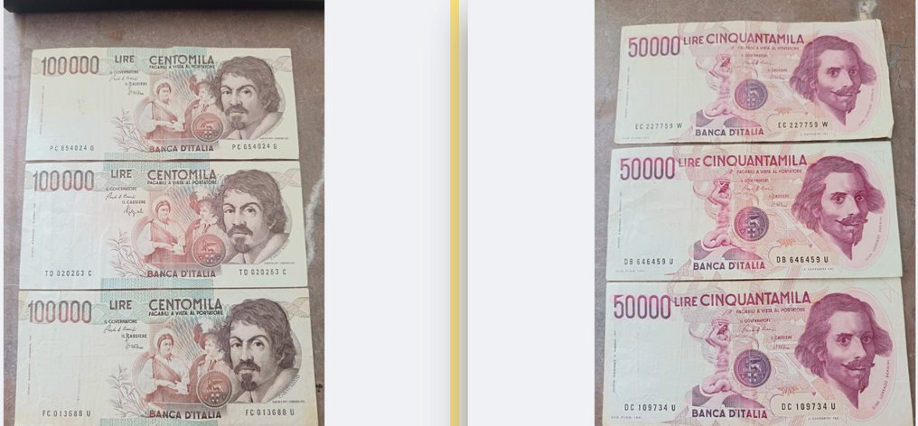Ιταλία. - 3 x 50.000 + 3 x 100.000 Lire - anni vari  (χωρίς τιμή ασφαλείας) #1.0