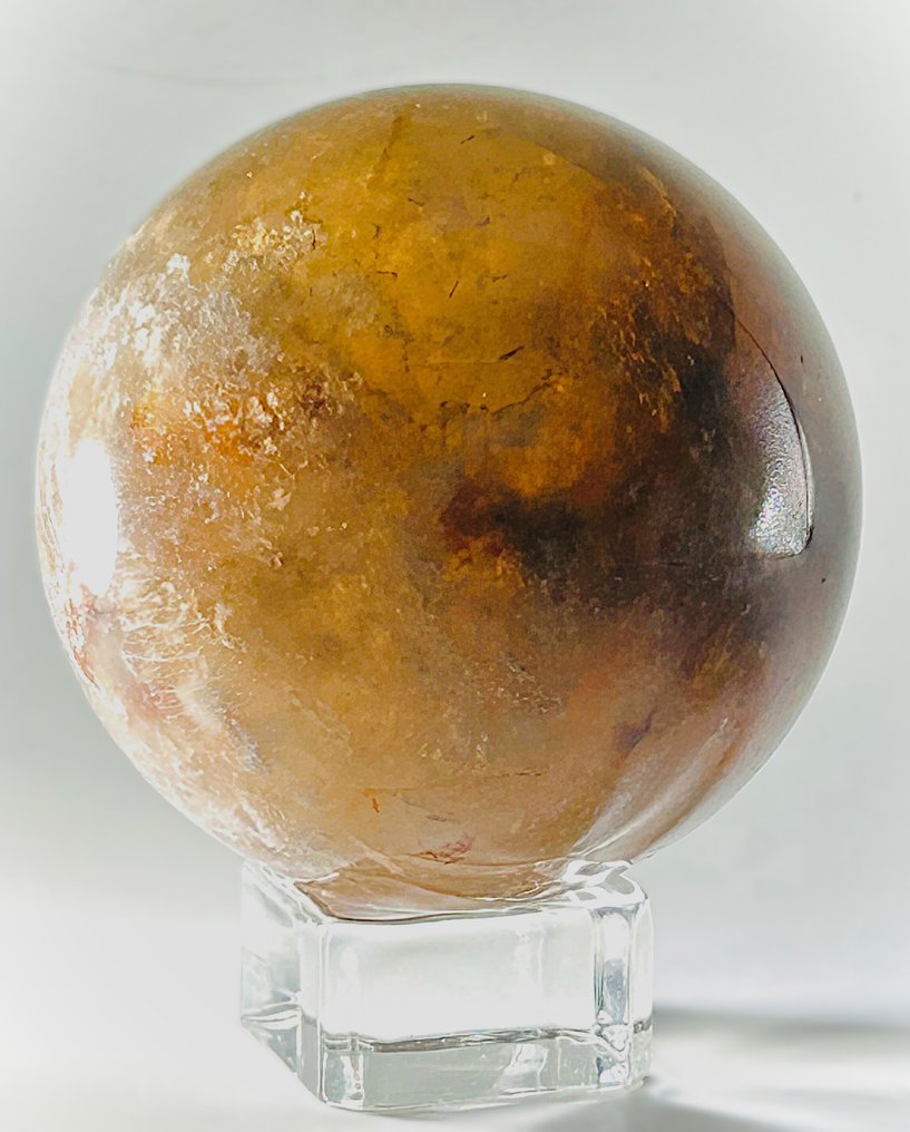 ***无底价*** 来自巴西的烟熏石英球体 深地色调与自然特性 - 直径82mm- 752 g - (1) #3.2