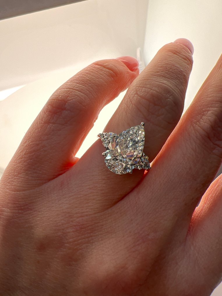 戒指 - 14K包金 白金 -  4.32ct. tw. 钻石 (实验室培育) - 钻石 #3.2