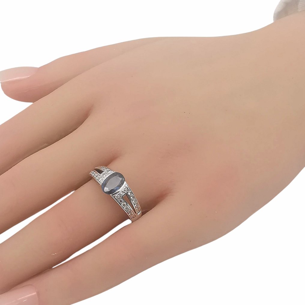 Gyűrű - 18 kt. Fehér arany -  1.80ct. tw. Zafír - Gyémánt #1.0