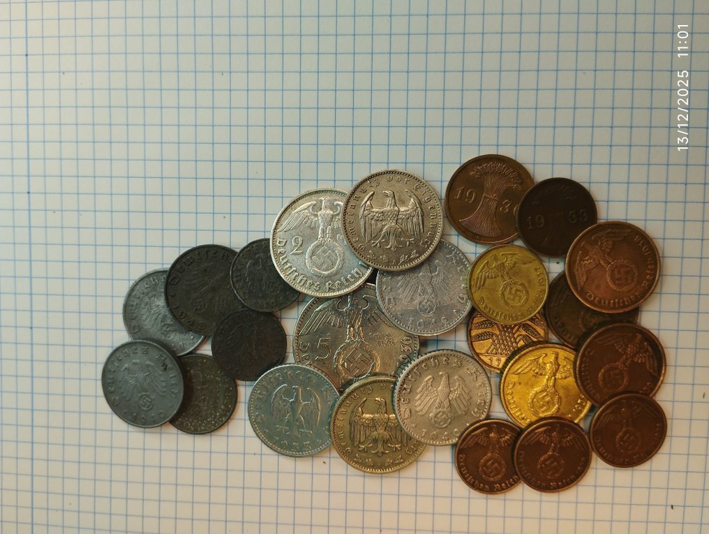 Németország, Harmadik Birodalom Collection of coins incl. silver 1935-1944 (Nincs minimálár) #1.0