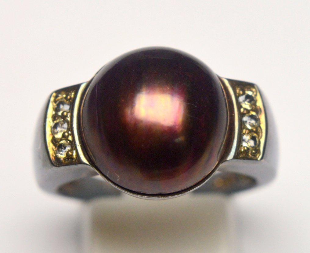 Ingen mindstepris - Ring 925 sølv - Brown Mabe Pearl #1.0