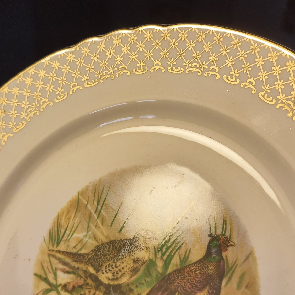 Moulin des Loups Orchies - 成套餐具 (13) - 羽毛鸟类的自然主义装饰 - 法国彩陶 - 服务猎物 / 狩猎 #2.1