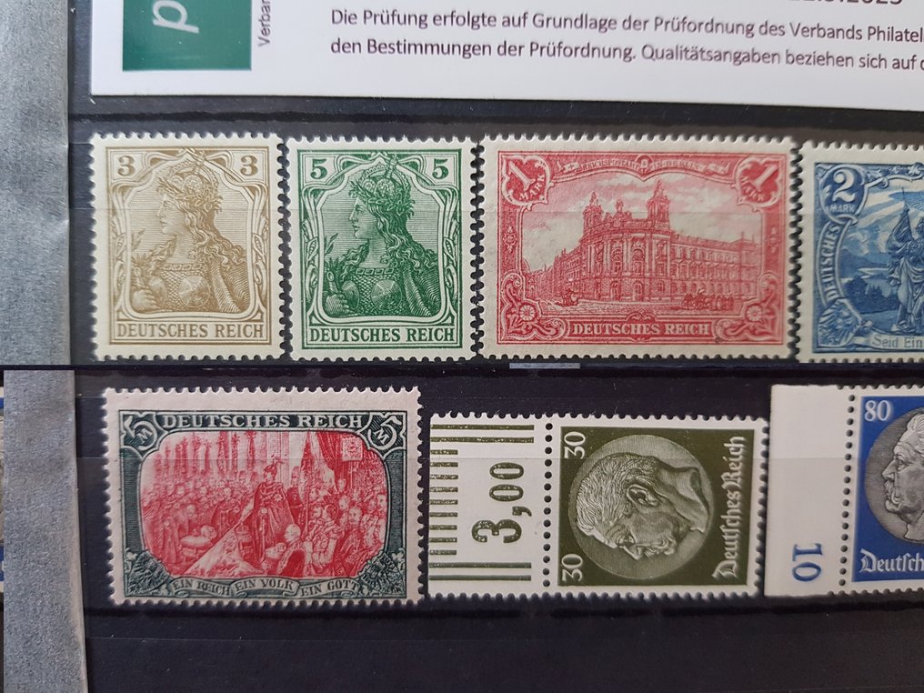 Imperiu German  - Lot de timbre postfris, autentificat. #2.1