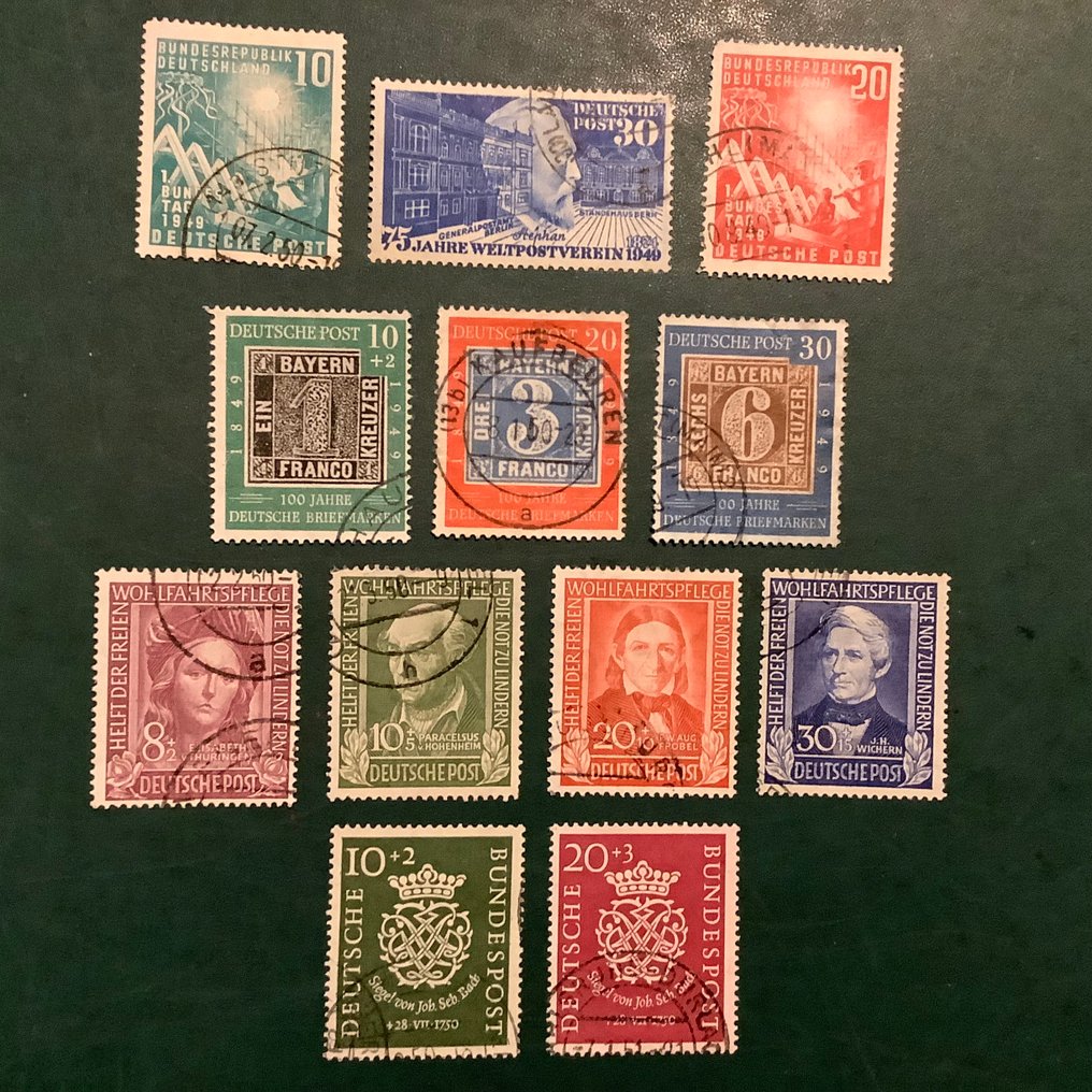 德国，联邦共和国 1949/1950 - 两个年份（U） - Michel 111/122 #1.0