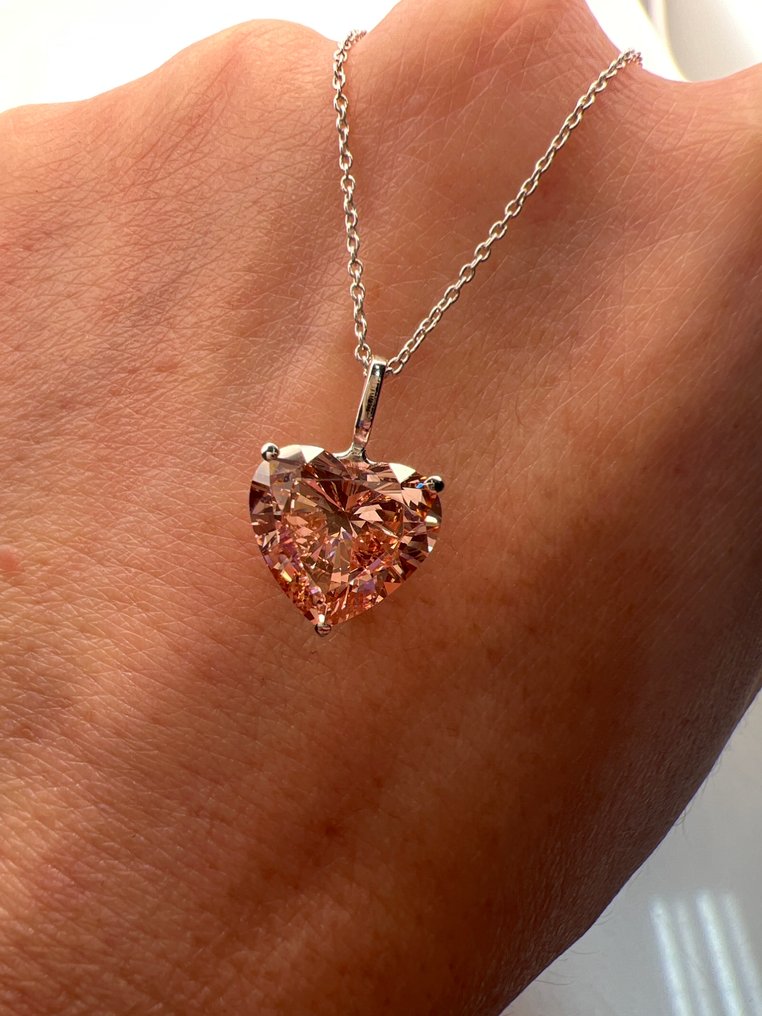Κολιέ - 14 καράτια Λευκός χρυσός - 3.98ct. tw. Ροζ Διαμάντι (Διαμάντια εργαστηριακής καλλιέργειας με φανταχτερά χρώματα) #3.2
