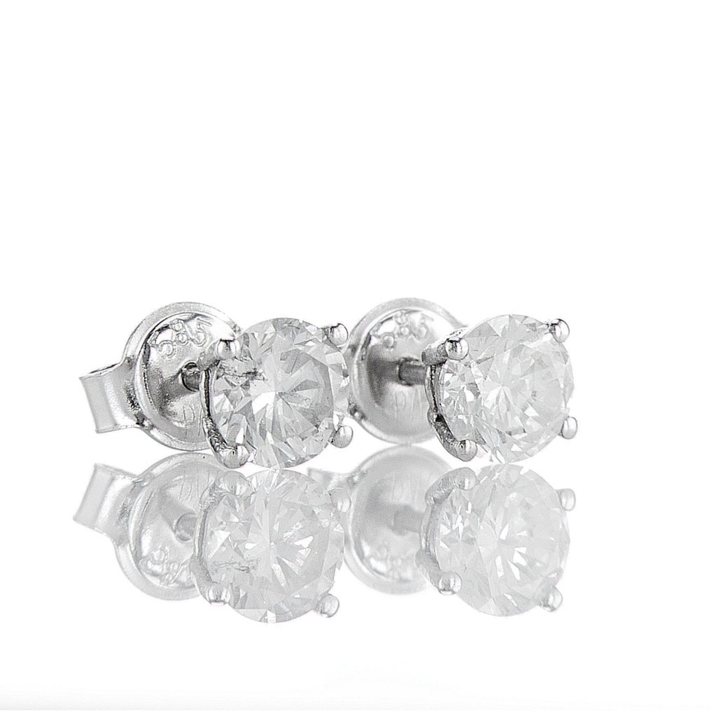 χωρίς τιμή ασφαλείας - Σκουλαρίκια - 14 καράτια Λευκός χρυσός -  0.96ct. tw. Διαμάντι (Φυσικό) - E-F COLOR SI2 #3.2