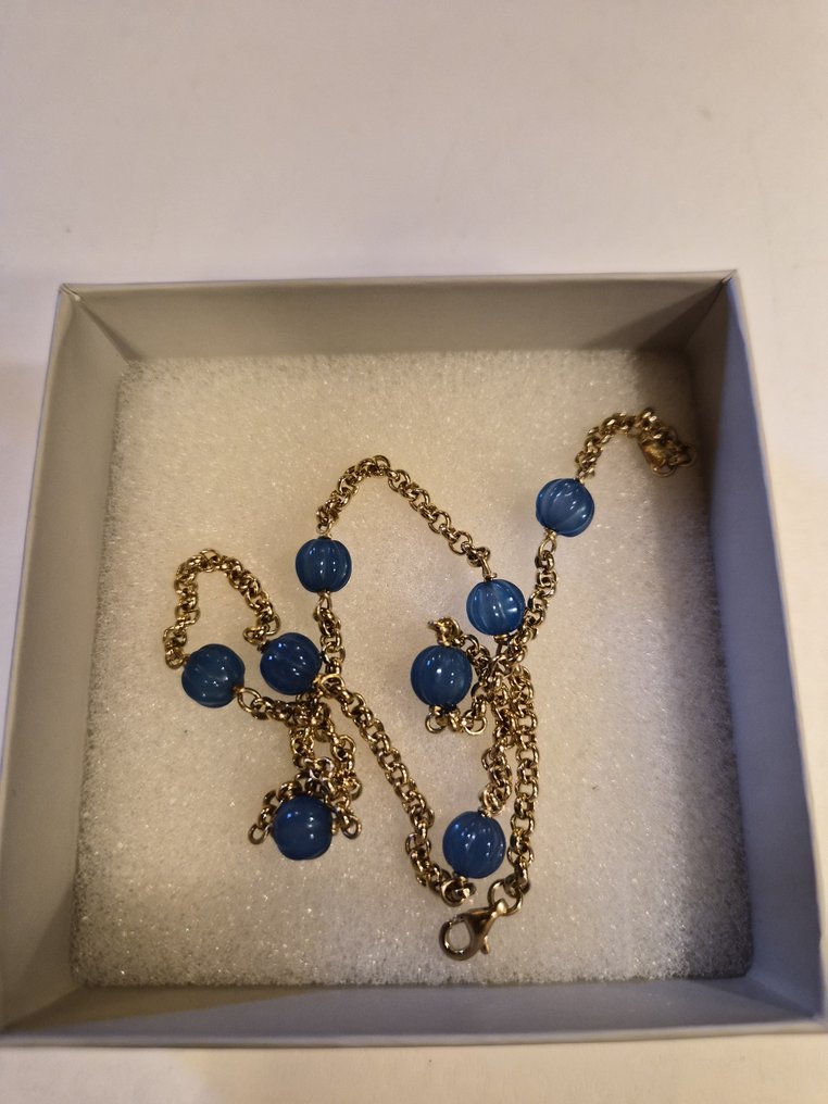 Κολιέ τσόκερ - 18 καράτια Κίτρινο χρυσό Χαλκηδόνιος - Oro 750 #1.0