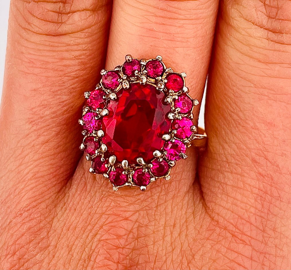 没有保留价 - 戒指 - 9 kt. 黄金, 银 红宝石 #4.3