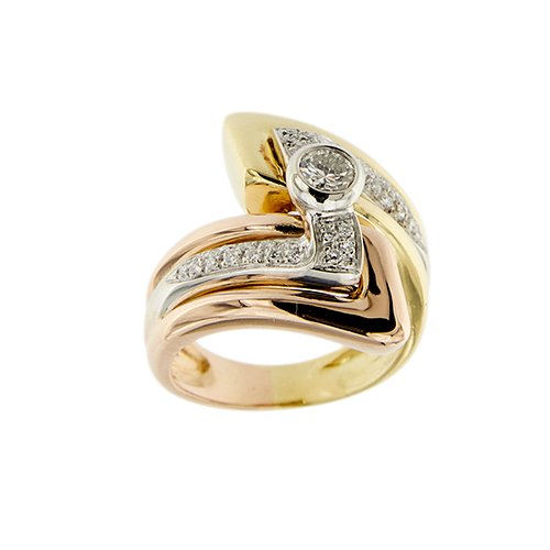 Statement δαχτυλίδι - 18 καράτια Κίτρινο χρυσό, Λευκός χρυσός, Ροζ χρυσό Διαμάντι (Φυσικό)  #1.0