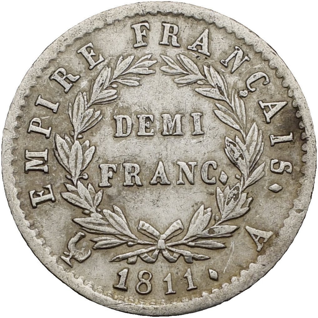 France. Napoléon I (1804-1814). 1/2 Franc 1811-A, Paris (No reserve price) #1.0