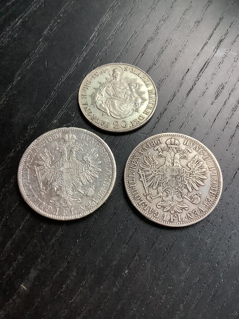 Austria. Lot of 3 coins, various denominations, incl. Hungarian 1835/1861  (No reserve price) #4.3