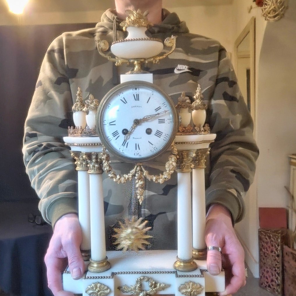 Portikk-klokke -   Bronse, Marmor, Glass - 1850-1900 - Empire pendel #1.0