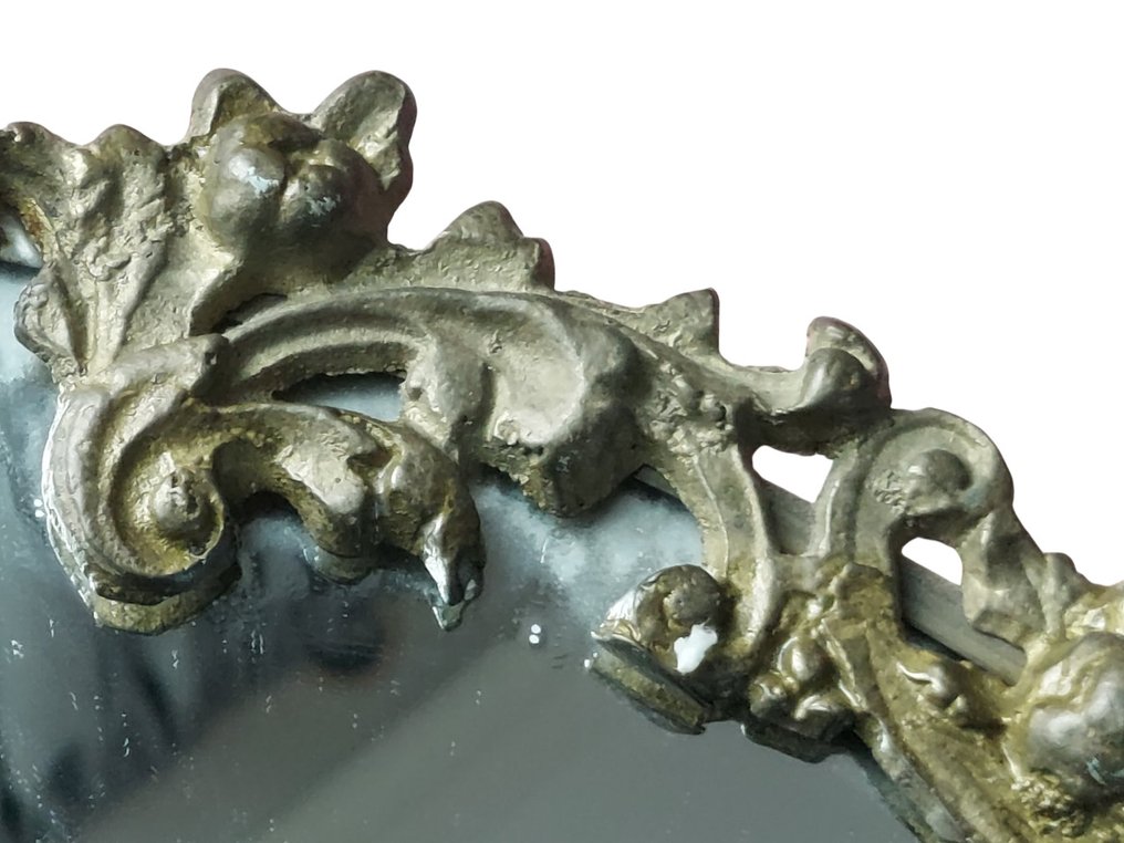 鏡  - 古董洛可可风格镜子 - 黄铜和木材 - 大尺寸 #2.1