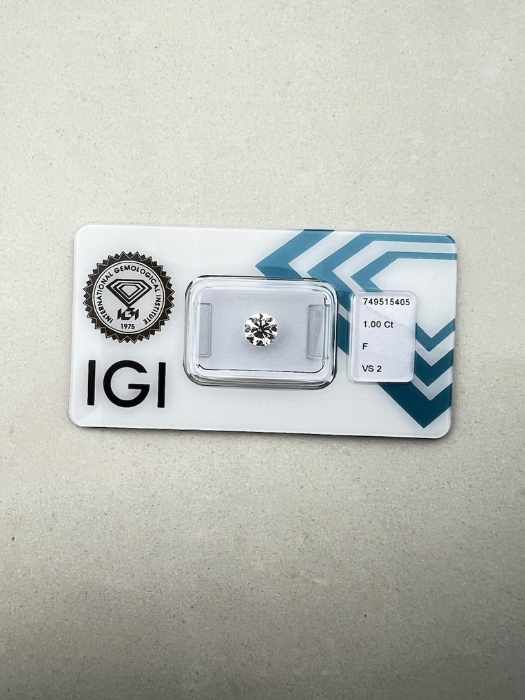 χωρίς τιμή ασφαλείας - 1 pcs Διαμάντι  (Φυσικό)  - 1.00 ct - Στρογγυλό - F - VS2 - International Gemological Institute (IGI) #1.0