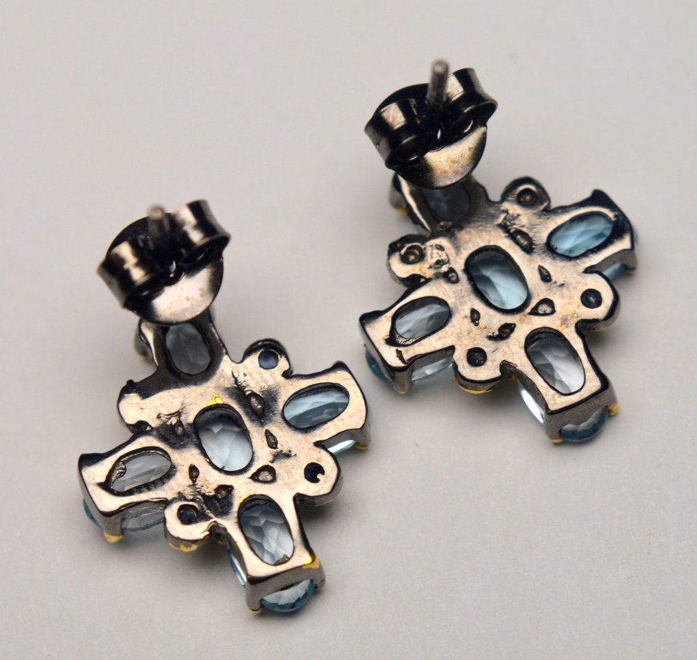 χωρίς τιμή ασφαλείας - Σκουλαρίκια Ασήμι 925 Ακουαμαρίνης - Ζαφείρι - 5,00 κατ. #4.3