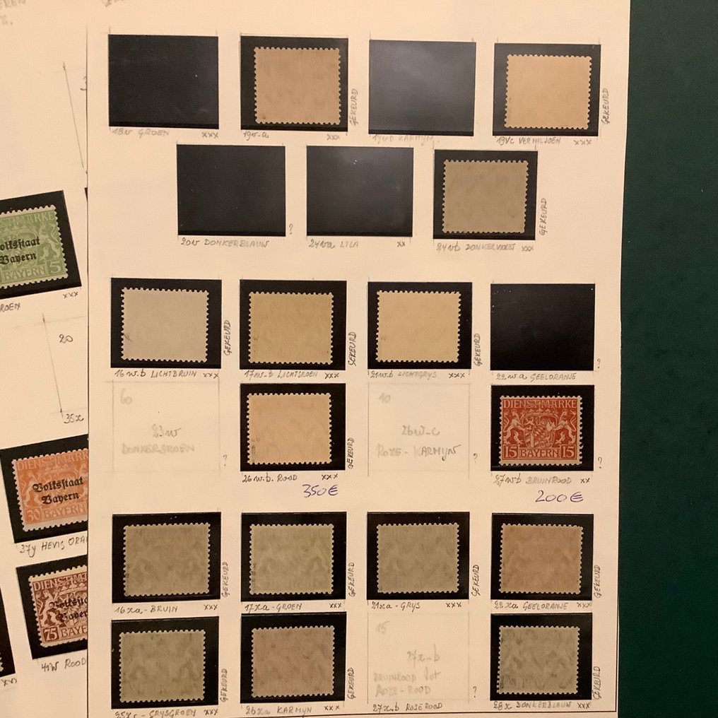 Βαυαρία 1916/1920 - Υπηρεσία: ειδική συλλογή με υποτύπους - πιστοποιημένη Infla. - Michel 16/29 #2.1