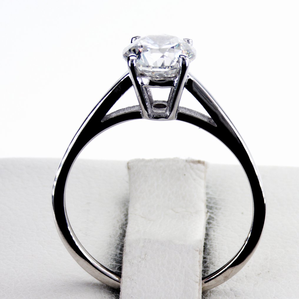 沒有保留價 - 訂婚戒指 - 14 克拉 白金 -  1.03ct. tw. 鉆石 (天然) #1.0