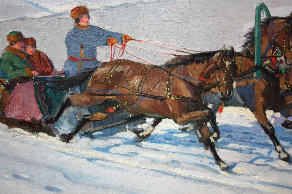 Vladimir Alexandrovitch Hegström (1892-c.1945), В.А. Хегстрем - Russian Troika In snow #4.3