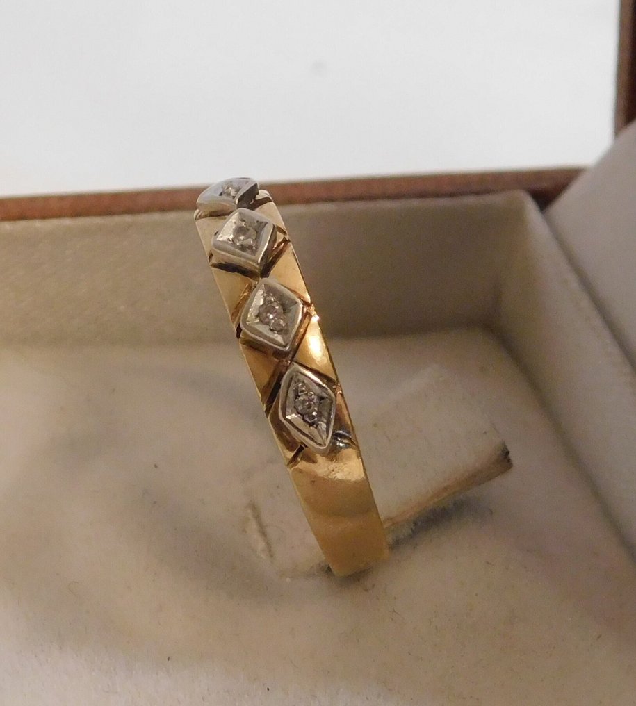 戒指 - 18 克拉 黃金, 白金 -  0.20ct. tw. 鉆石 (天然)  #2.1