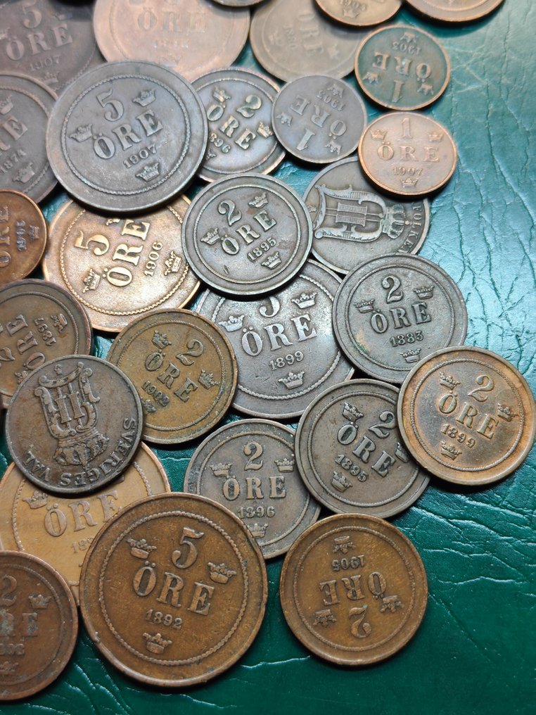 Σουηδία. Lot of 80 coins, various denominations XIX/XX cent. (χωρίς τιμή ασφαλείας) #3.2