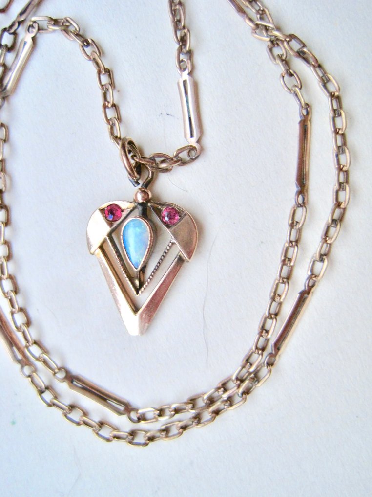 χωρίς τιμή ασφαλείας - Σετ κοσμημάτων 2 τεμαχίων Επιχρυσωμένο Οπάλιο - Συνθετικός πολύτιμος λίθος #1.0