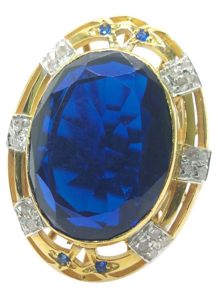 Senza prezzo di riserva - Anello - 9 kt Argento, Oro giallo Zaffiro - Pietre preziose miste #1.0