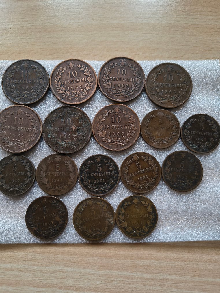 Ιταλία, Βασίλειο Vittorio Emanuele II. 10 Centesimi 5 + 10 centesimi 1861-1867 (17 monete) (χωρίς τιμή ασφαλείας) #1.0