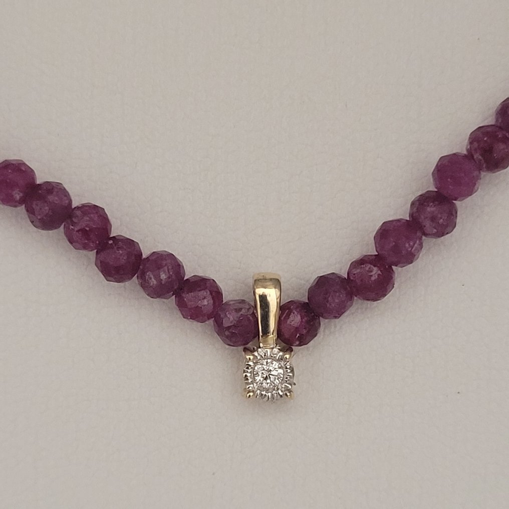 χωρίς τιμή ασφαλείας - Κρεμαστό κόσμημα - 18 καράτια Κίτρινο χρυσό Διαμάντι (Φυσικό)  - Ρουμπίνι #1.0