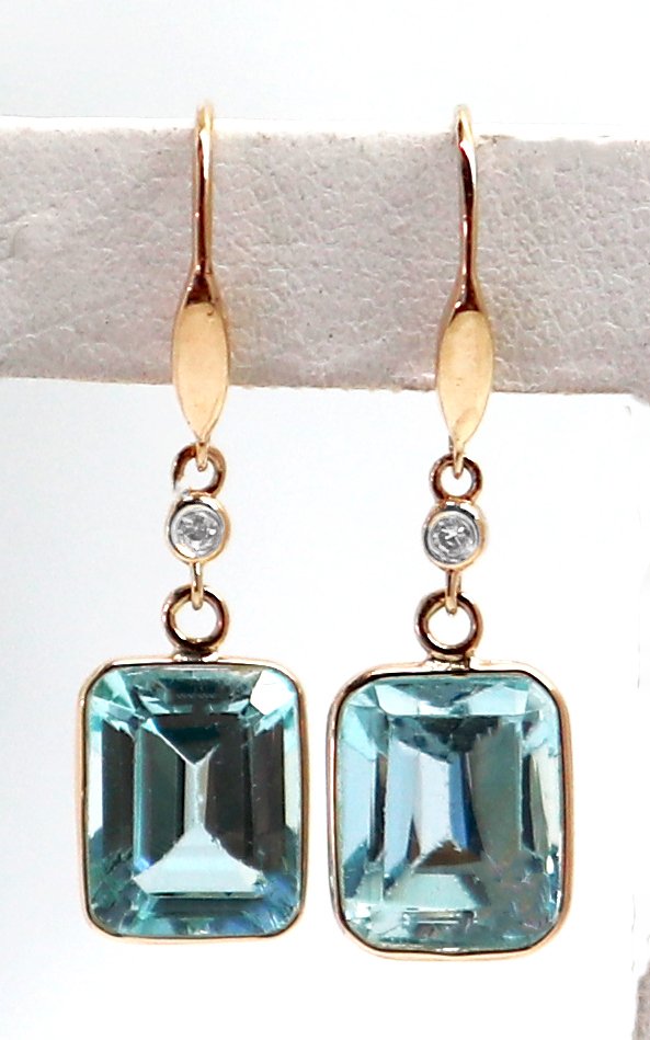 Sans prix de réserve - Boucles d'oreilles - 14 carats Or jaune Topaze - Diamant #2.1