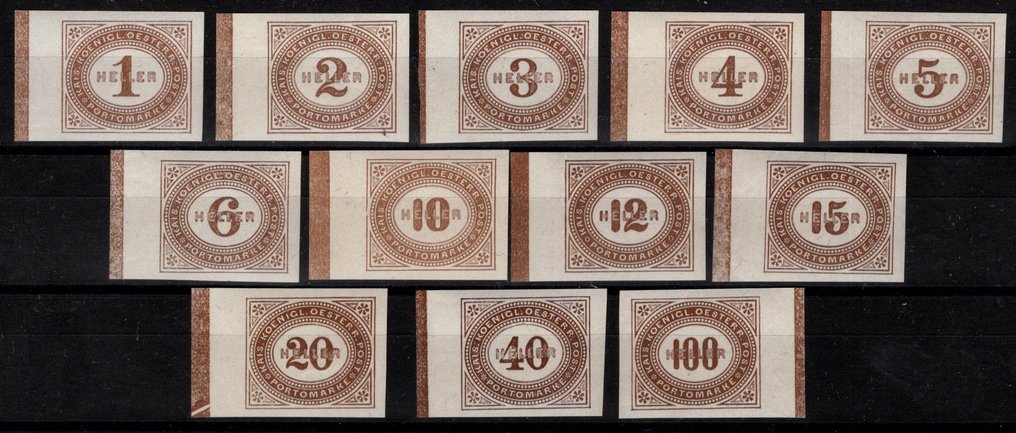 Αυστρία  - Αυστρία 1899/1900, ταχυδρομική χρέωση 10 - 21, χωρίς σχισμές, σε άριστη κατάσταση και σπάνιο! CV #1.0