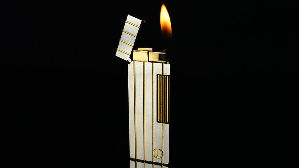 Dunhill - Two-Tone Vertical Lines Pattern Rollagas Lighter - 没有保留价 - 打火机 - 镀金, 镀银 #1.0