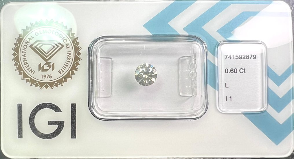 没有保留价 - 1 pcs 钻石 (天然) - 0.60 ct - 圆形 - L - I1 内含一级 - 国际宝石研究院(IGI) #2.1