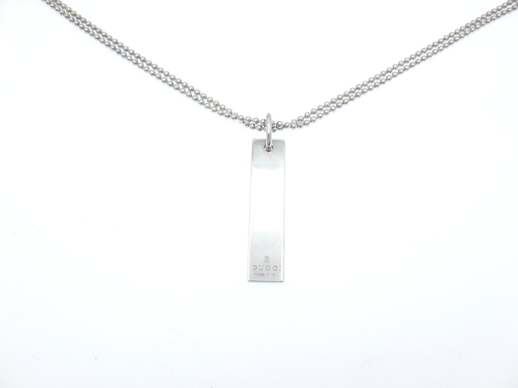 Senza prezzo di riserva - Gucci - Collana - GUCCI Logo Plate Double Chain 925 Argento #1.0