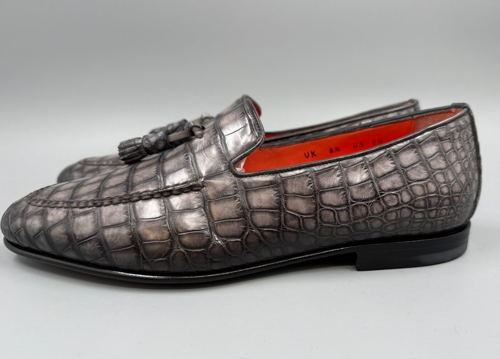 Santoni-Alligator-Tasselloafers - Loafers - Size: EU 43.5 - New in box #4.3