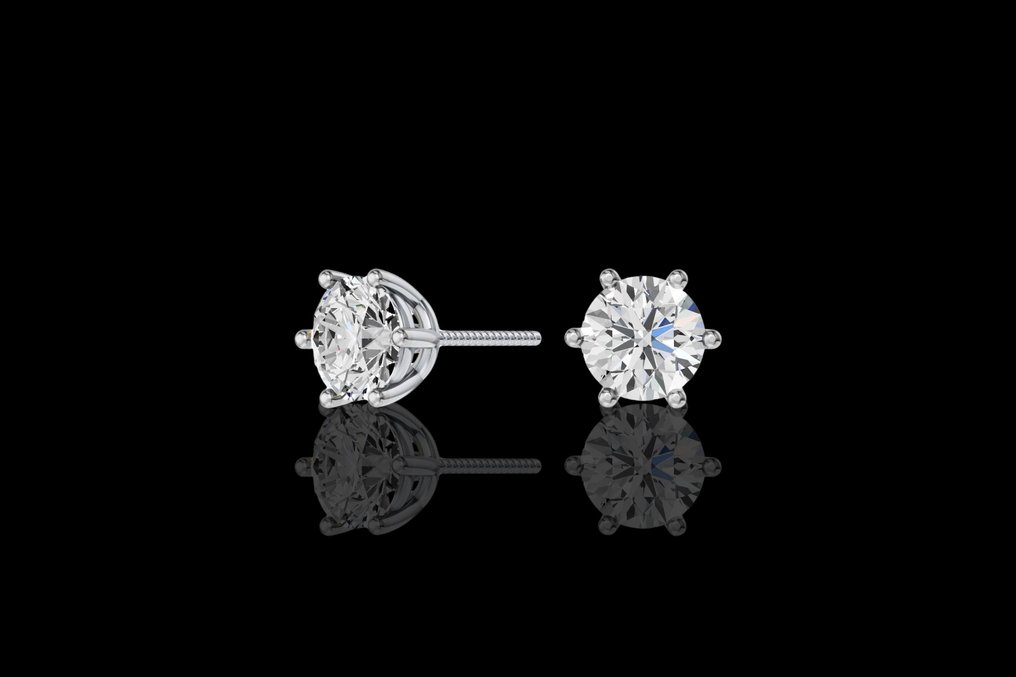 Σκουλαρίκια - 14 καράτια Λευκός χρυσός -  2.08ct. tw. Διαμάντι (Εργαστηριακής καλλιέργειας) #4.3