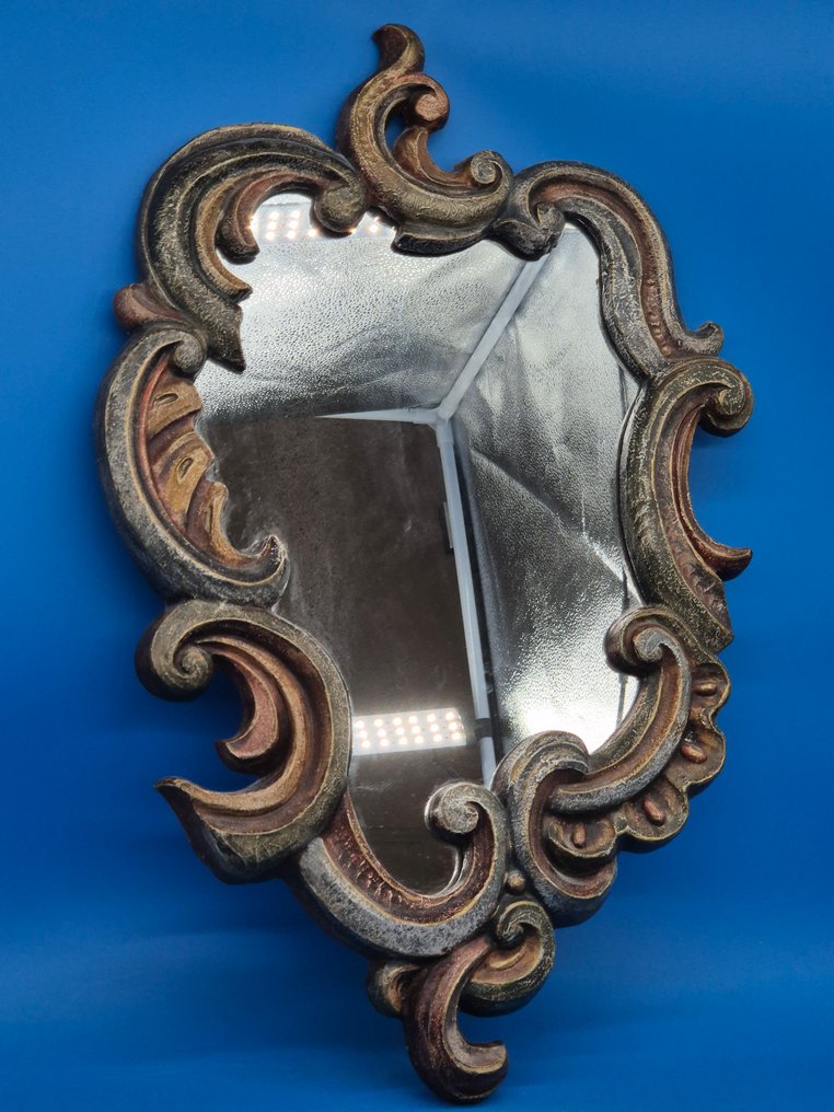 Wandspiegel im Barockstil – Rocaille-Rahmen – gefasstes Material - 镜子 - 玻璃 #1.0