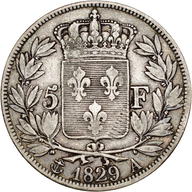 France. Charles X. 5 Francs 1829-A, Paris  (No reserve price) #1.0